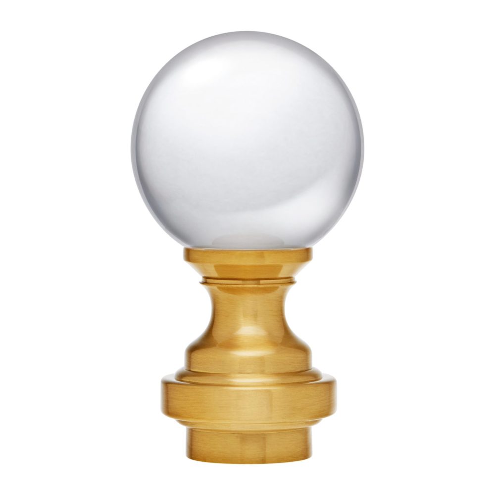 Luxe 1" Satin Brass Glass Ball Finials (pair)